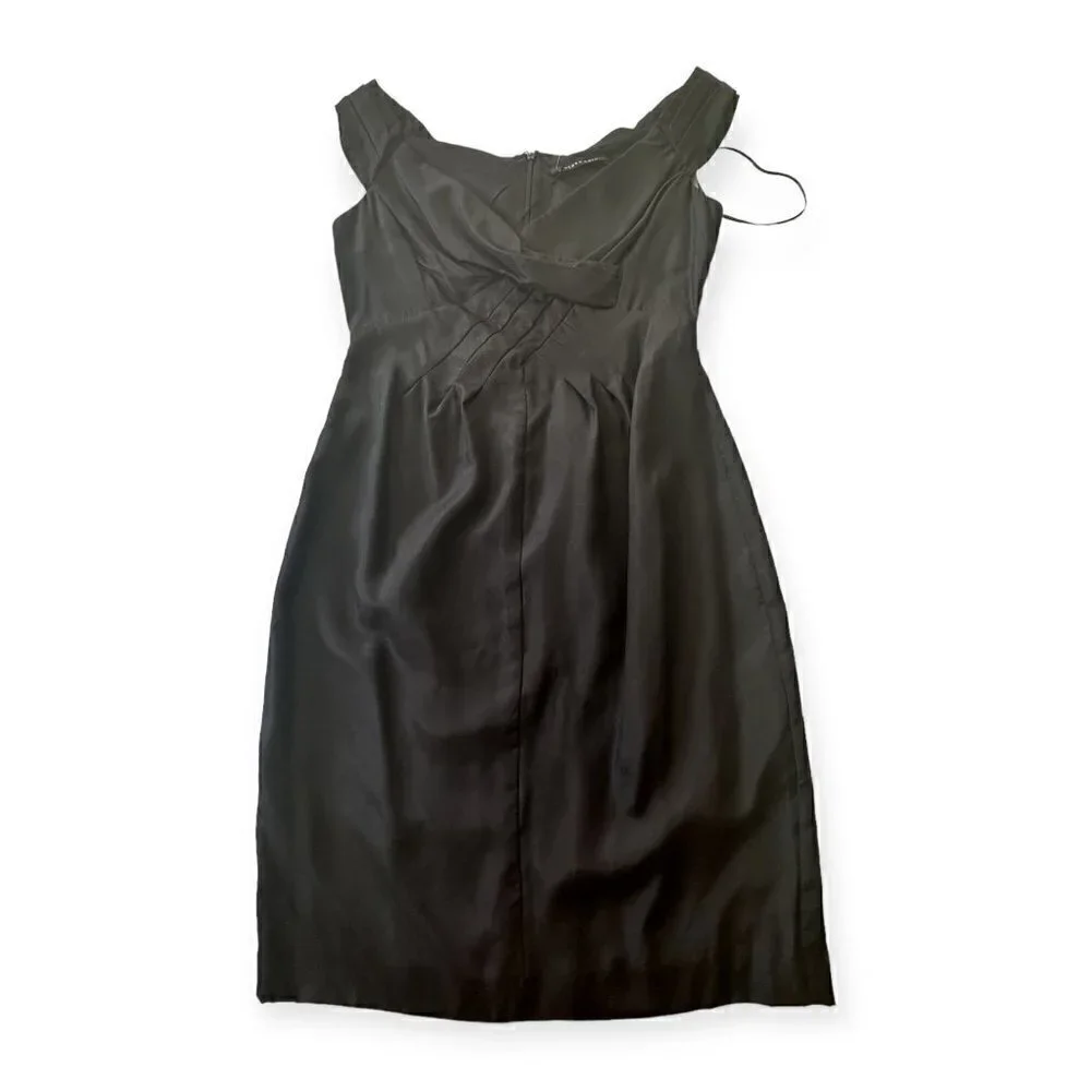 New with Tags,‎ Black Halo Silk Sleeveless Pleated Sheath Dress, Size 8, Black - Picture 3 of 15